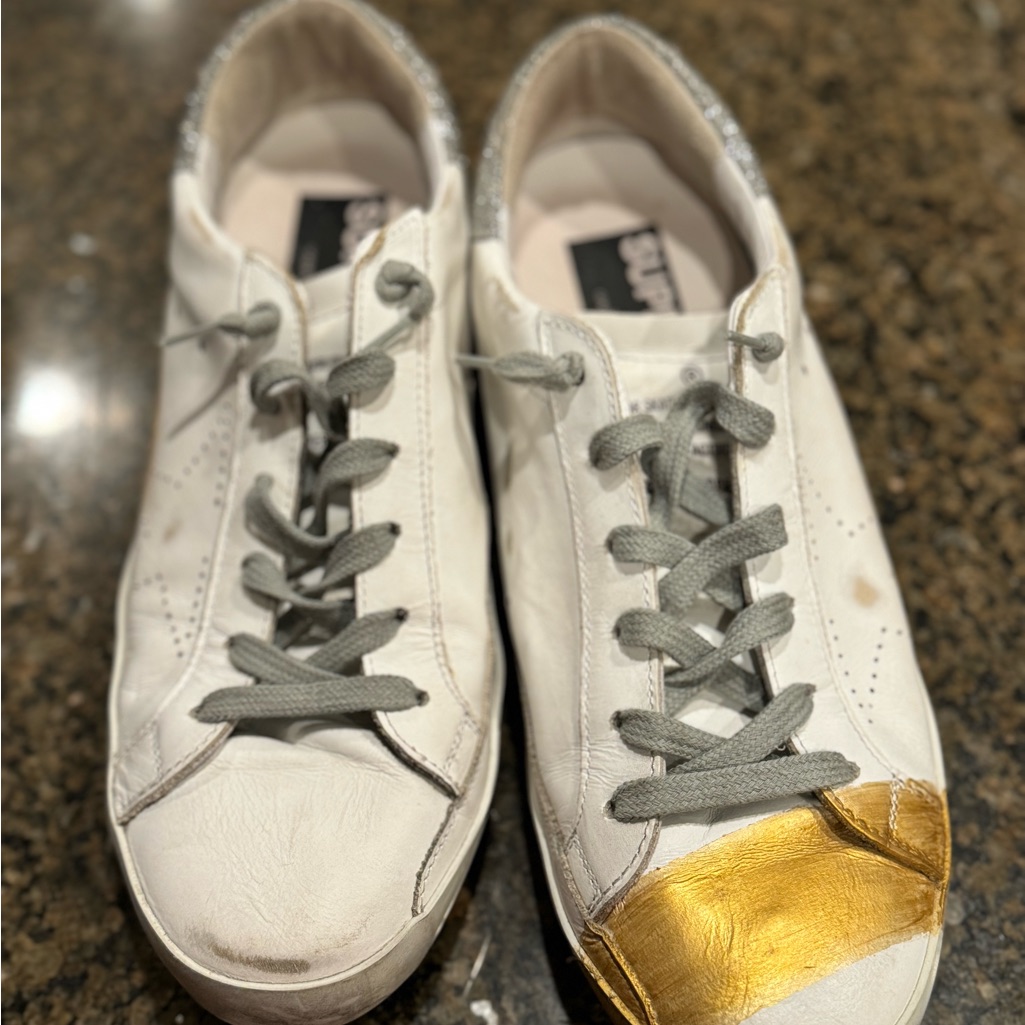Limited Addition Painted Golden Goose Size 41 Like New Swarovski Crystal